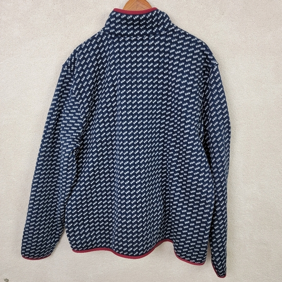 L.L. Bean Navy Birdseye Print Slightly Fitted Fleece Pullover Sweater Sz XXL NEW - Picture 4 of 11
